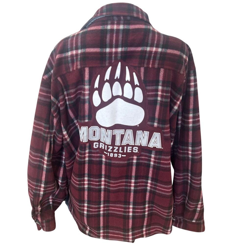 University of Montana Grizzlies Plaid Fleece Shirt XXL Oversize Unique Football